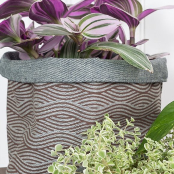 Set of 2 Cotton Canvas Planters or Storage Bins / Gray / Med & Lg / Fair Trade - Picture 2 of 6